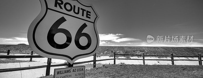 美国66号公路路标(US 66或Route 66)，也被称为威尔罗杰斯公路，俗称美国的主要街道或亚利桑那州的母亲路。